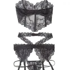 Coquette Scallop Stretch Lace Bra, Garter Belt & G-String Set 20 Coquette Scallop Stretch Lace Bra, Garter Belt & G-String Set