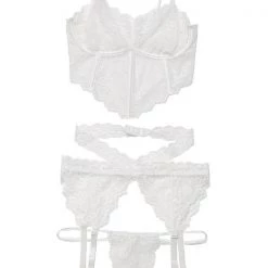 Coquette Scallop Stretch Lace Bra, Garter Belt & G-String Set 25 Coquette Scallop Stretch Lace Bra, Garter Belt & G-String Set