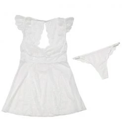 Coquette Lingerie Scallop Stretch Lace & Mesh Babydoll Set 9 Coquette Lingerie Scallop Stretch Lace & Mesh Babydoll Set