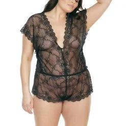 Coquette Lingerie Scalloped Stretch Lace Romper