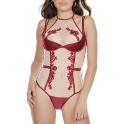 Coquette Sheer Stretch Nylon & Satin Teddy