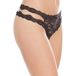 Coquette Stretch Lace Crotchless Thong Panties