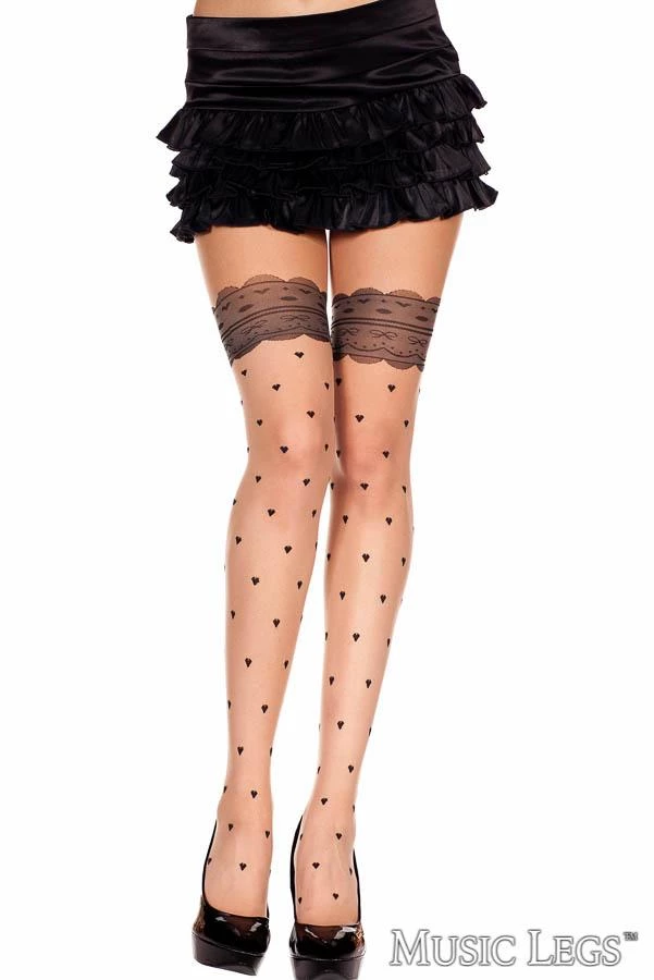 Music Legs Hosiery Heart Pantyhose 1 Music Legs Hosiery Heart Pantyhose