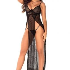 Mapale Lingerie Dot Mesh Gown