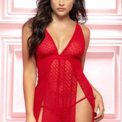 Mapale Lingerie Slit Sides Babydoll & G-String Women