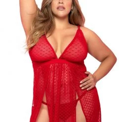Mapale Lingerie Slit Sides Babydoll & G-String