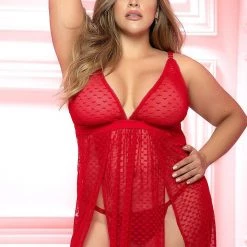 Mapale Lingerie Slit Sides Babydoll & G-String