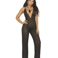 Elegant Moments Deep V Lace Jumpsuit