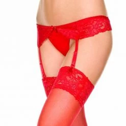 Music Legs Lace Garterbelt With Sheer Stockings