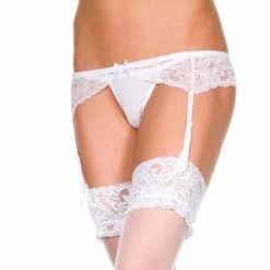 Music Legs Lace Garterbelt With Sheer Stockings