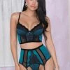 ICollection Stretch Satin, Lace & Mesh 3 Piece Set