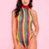 Music Legs Rainbow Fishnet Teddy Pride