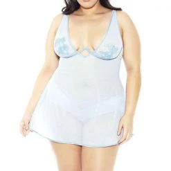 ICollection Floral Applique & Mesh Babydoll Lingerie