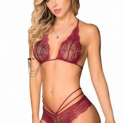 Mapale Lingerie Women 2PC Lace Top And Panty