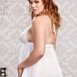 ICollection Stretch Lace & Mesh Halter Babydoll