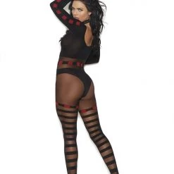 Vivace Horizontal Striped Sheer & Opaque Bodystocking Women