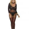 Vivace Women Horizontal Striped Sheer & Opaque Bodystocking