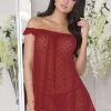 ICollection Ruffle Off Shoulder Dot Mesh Babydoll Christmas