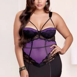 ICollection Lace, Mesh And Microfiber Chemise Christmas