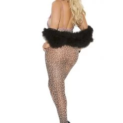 Vivace Women Leopard Print Bodystocking With Bows