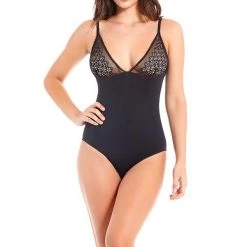 ICollection Geometric Mesh & Microfiber Teddy Lingerie