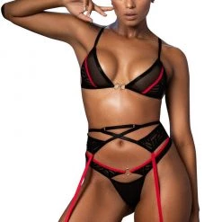 Mapale Lingerie Sheer Mesh 3PC Set Women