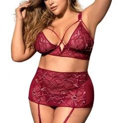 Mapale Lingerie 3PC Floral Lace Set
