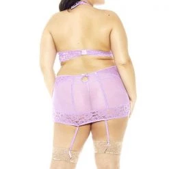 ICollection Christmas Halter Bra, Garter Skirt & Panty Set