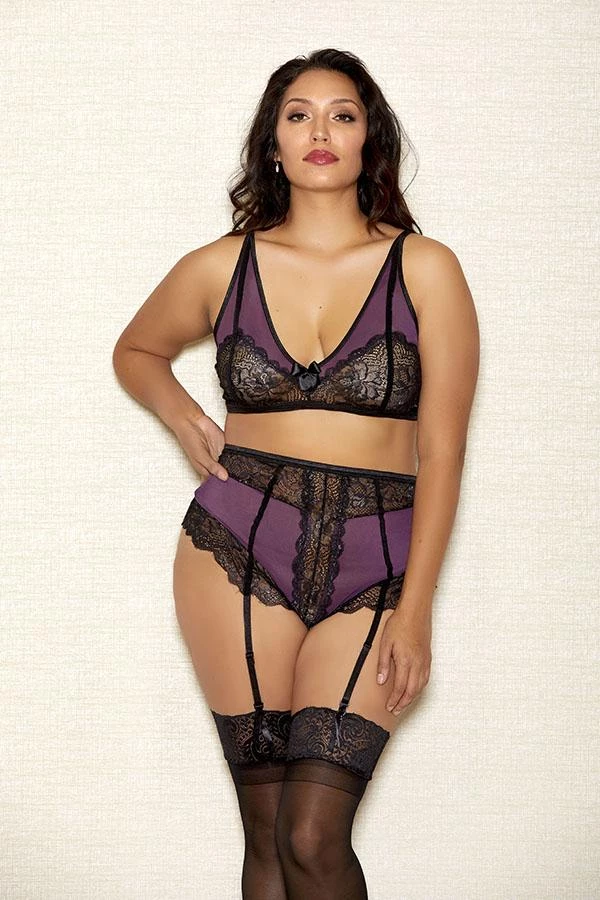 ICollection Lace Bralette & High Waist Panty Set 1 ICollection Lace Bralette & High Waist Panty Set