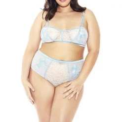 ICollection Floral Applique & Mesh Bra Set