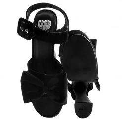 TUK A9438L Black Velvet Bow Spice Platform Heel Women