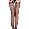 Music Legs Hosiery Lace & Net Suspender Pantyhose