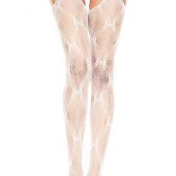 Music Legs Christmas Bow Lace Suspender Pantyhose