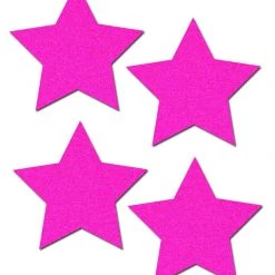 Pastease Petites: Two-Pair Of Small Neon Pink Star Nipple Pasties Festival