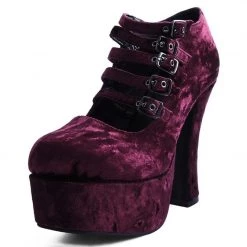 TUK A9437L Burgundy Velvet Strappy Spice Platform Heel Women