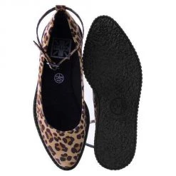 TUK A9541L Leopard Pointed Ballet Ankle Strap Creeper Women
