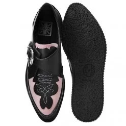 TUK-A9565 Black & Pink Western Pointed Buckle Creeper Women 12 TUK-A9565 Black & Pink Western Pointed Buckle Creeper Women