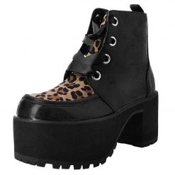 Women TUK-A9581L Black & Leopard Nosebleed Boot