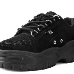 TUK-A9585L Black Suede Wave Platform Creeper Sneaker