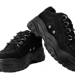 TUK-A9585L Black Suede Wave Platform Creeper Sneaker