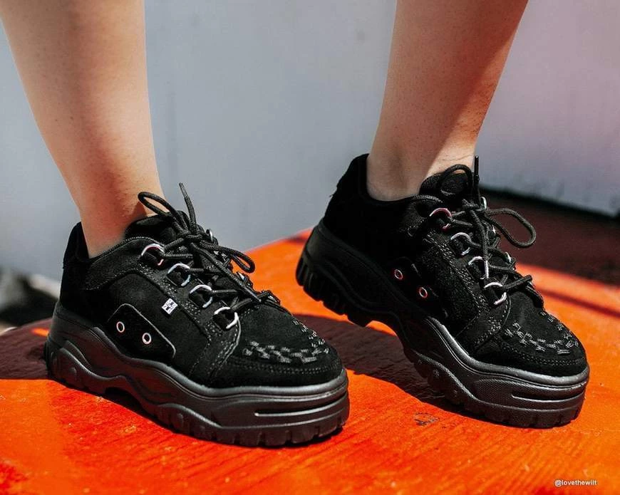 TUK-A9585L Black Suede Wave Platform Creeper Sneaker 5 TUK-A9585L Black Suede Wave Platform Creeper Sneaker