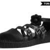 TUK-A9591L Black TUKskin™ Strappy Rose Mary Jane Creeper Women