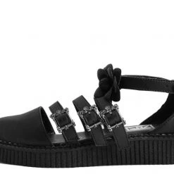 TUK-A9591L Black TUKskin™ Strappy Rose Mary Jane Creeper Women