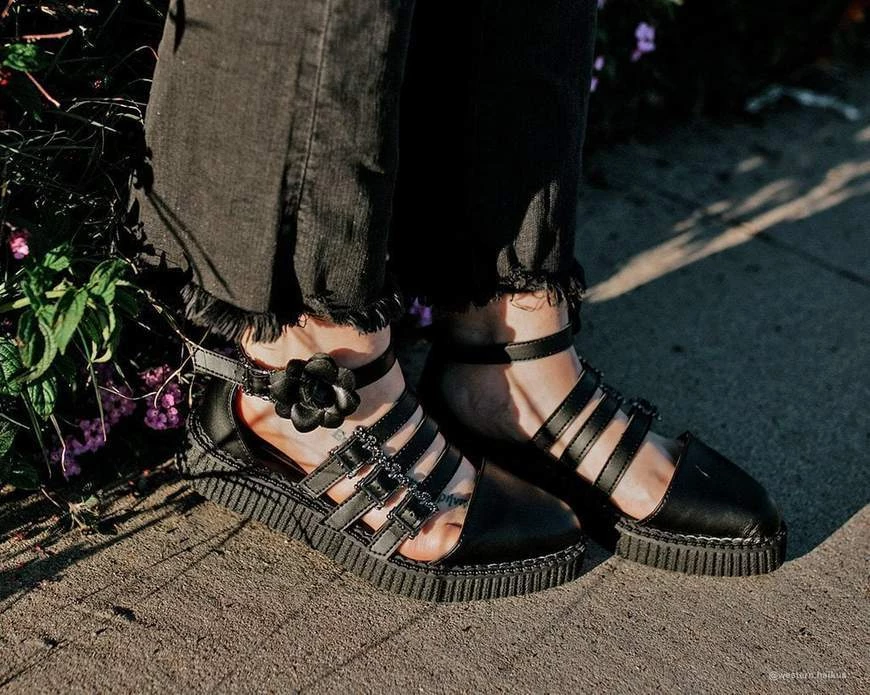 TUK-A9591L Black TUKskin™ Strappy Rose Mary Jane Creeper Women 9 TUK-A9591L Black TUKskin™ Strappy Rose Mary Jane Creeper Women