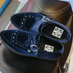 TUK-A9597 Midnight Blue Velvet Pointed Buckle EZC