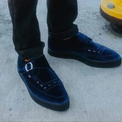 TUK-A9597 Midnight Blue Velvet Pointed Buckle EZC