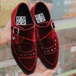 TUK-A9598 Burgundy Velvet Pointed Buckle EZC Women