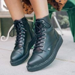 Women TUK A9636 Black TUKskin™ Pointed Lace Up Boot