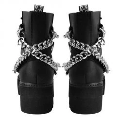 Women TUK A9752 Black 7-Eye Chain & Strap Dino Lug Boot 9 Women TUK A9752 Black 7-Eye Chain & Strap Dino Lug Boot