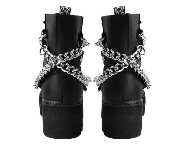 Women TUK A9752 Black 7-Eye Chain & Strap Dino Lug Boot 4 Women TUK A9752 Black 7-Eye Chain & Strap Dino Lug Boot